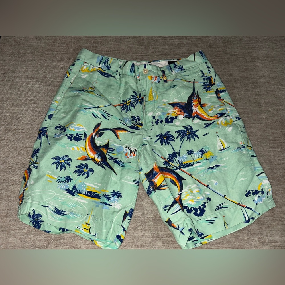 Polo by Ralph Lauren Green Tropical Print Jean Shorts